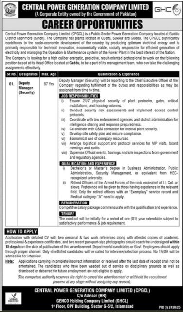 Latest Power Generation Company Jobs October 2025 in Islamabad