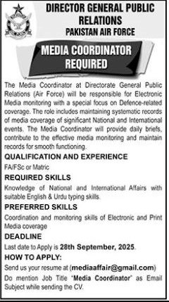Latest Director General Public Relations Jobs in Karachi 2025